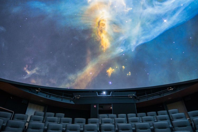 Immersive dome theatre with projection at the Discovery Centre science museum, Halifax, Nova Scotia.